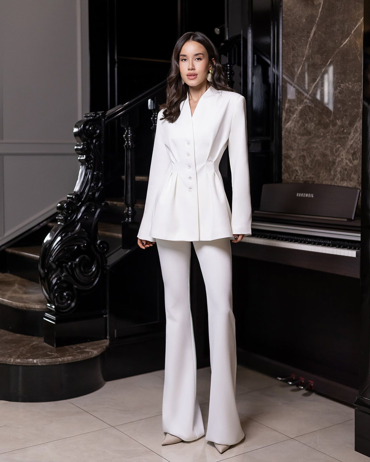 Costum Averin structurat, Alb, fotografia 1