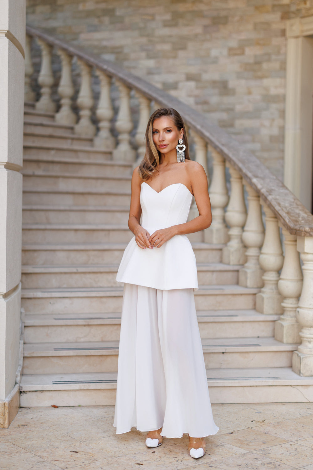 Seralune Bridal Dress in white, back view