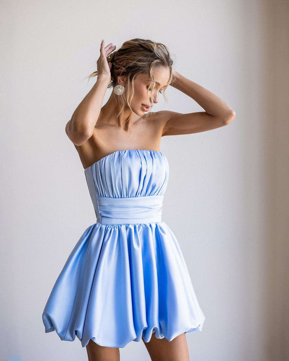 Lyra Corset Dress sky blue, full-length standing view