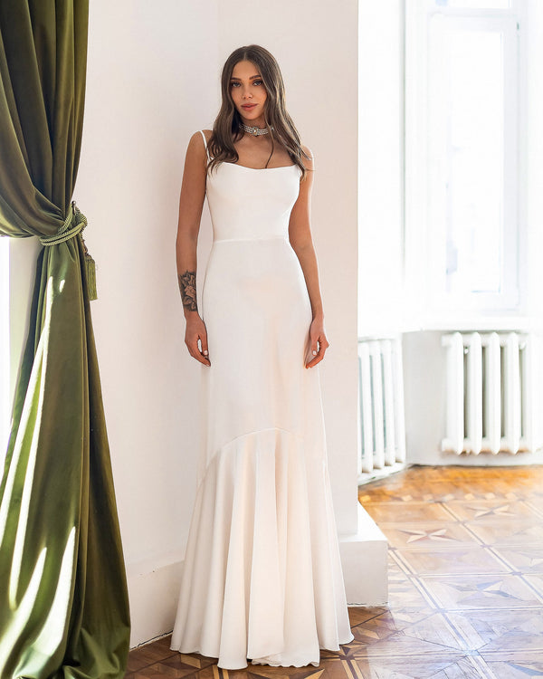 Coralie Dress in black, full-length back view