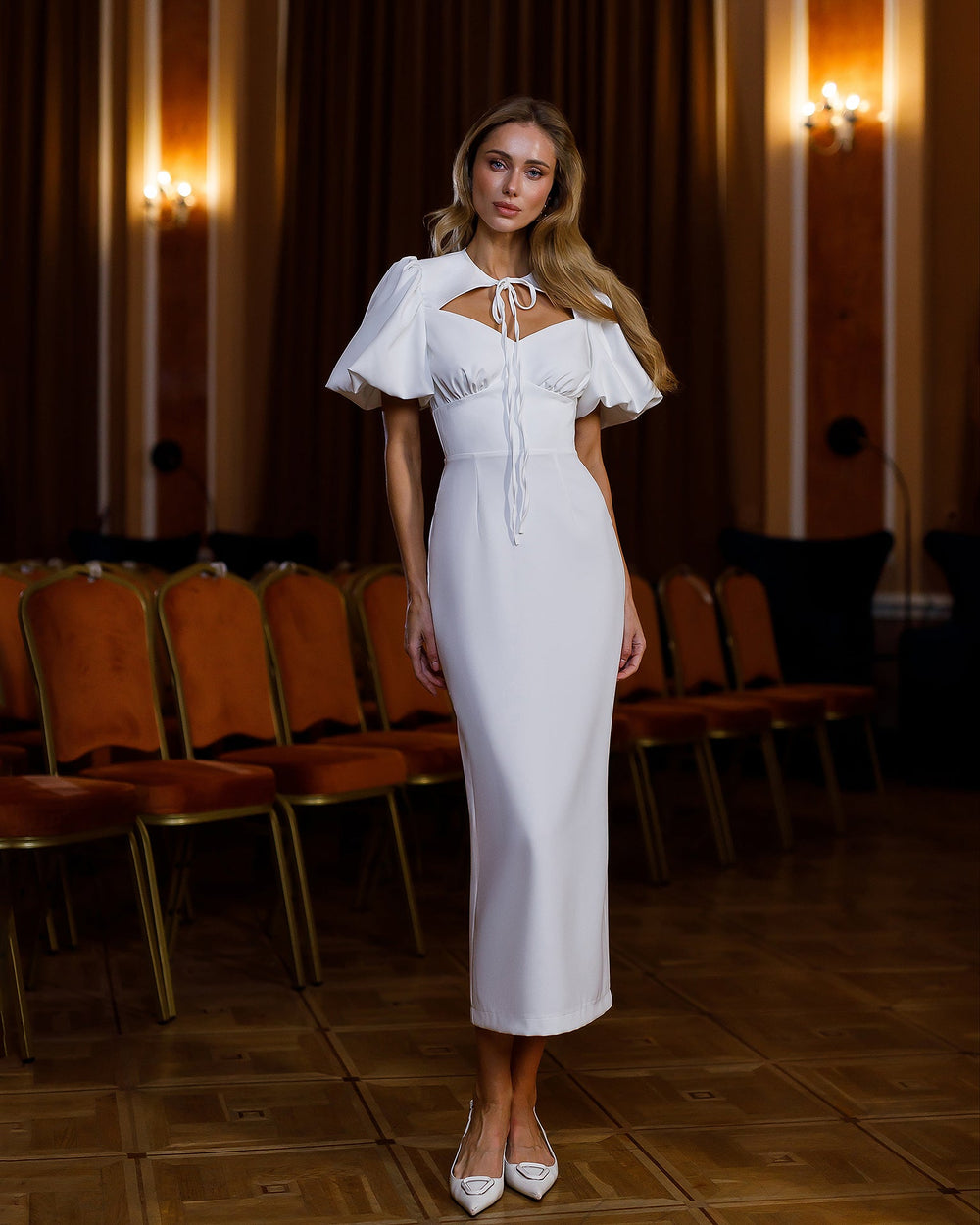 Mirella Midi Dress burgonya, front full-length formal view