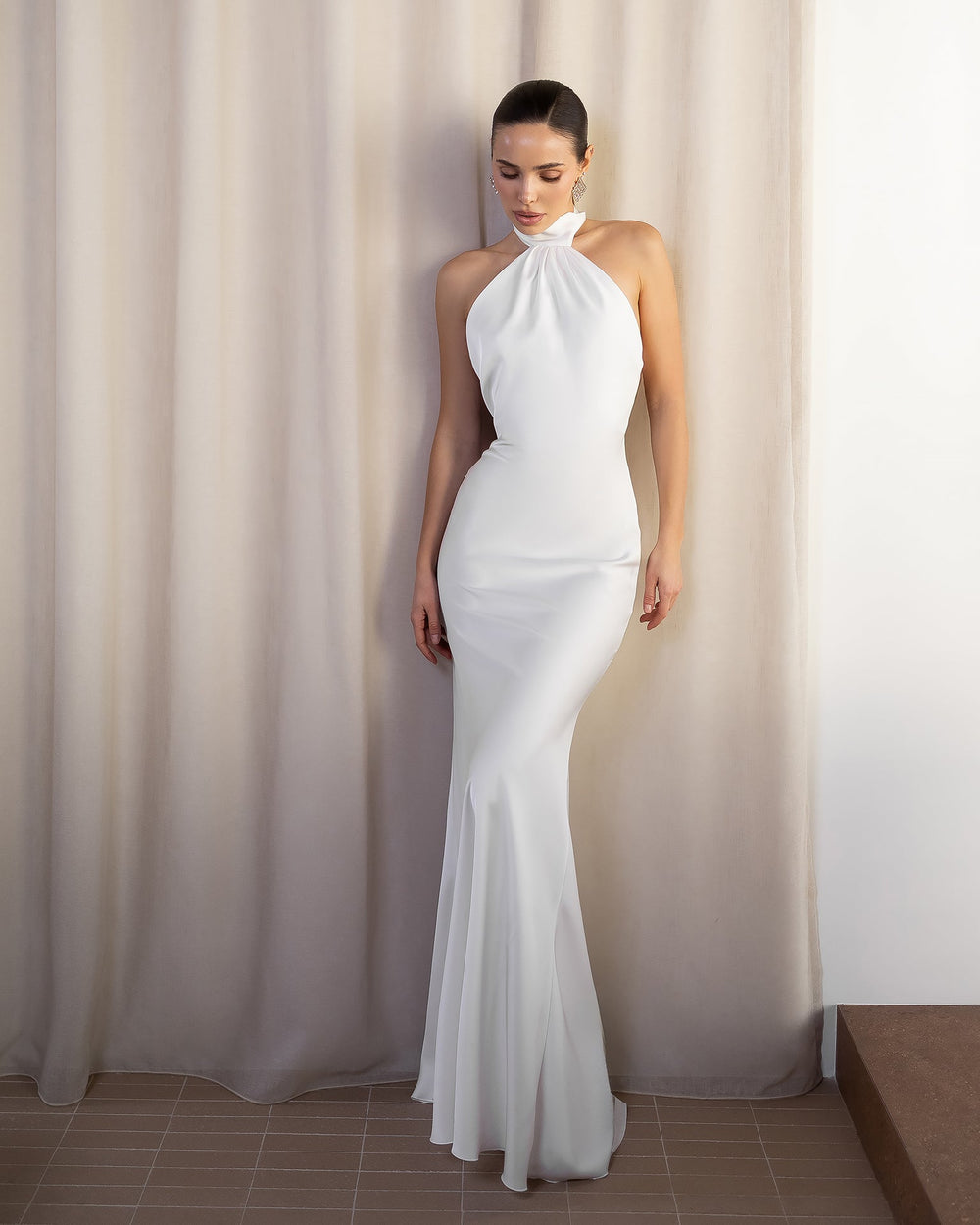 Lunarelle Dress white, front full-length standing view