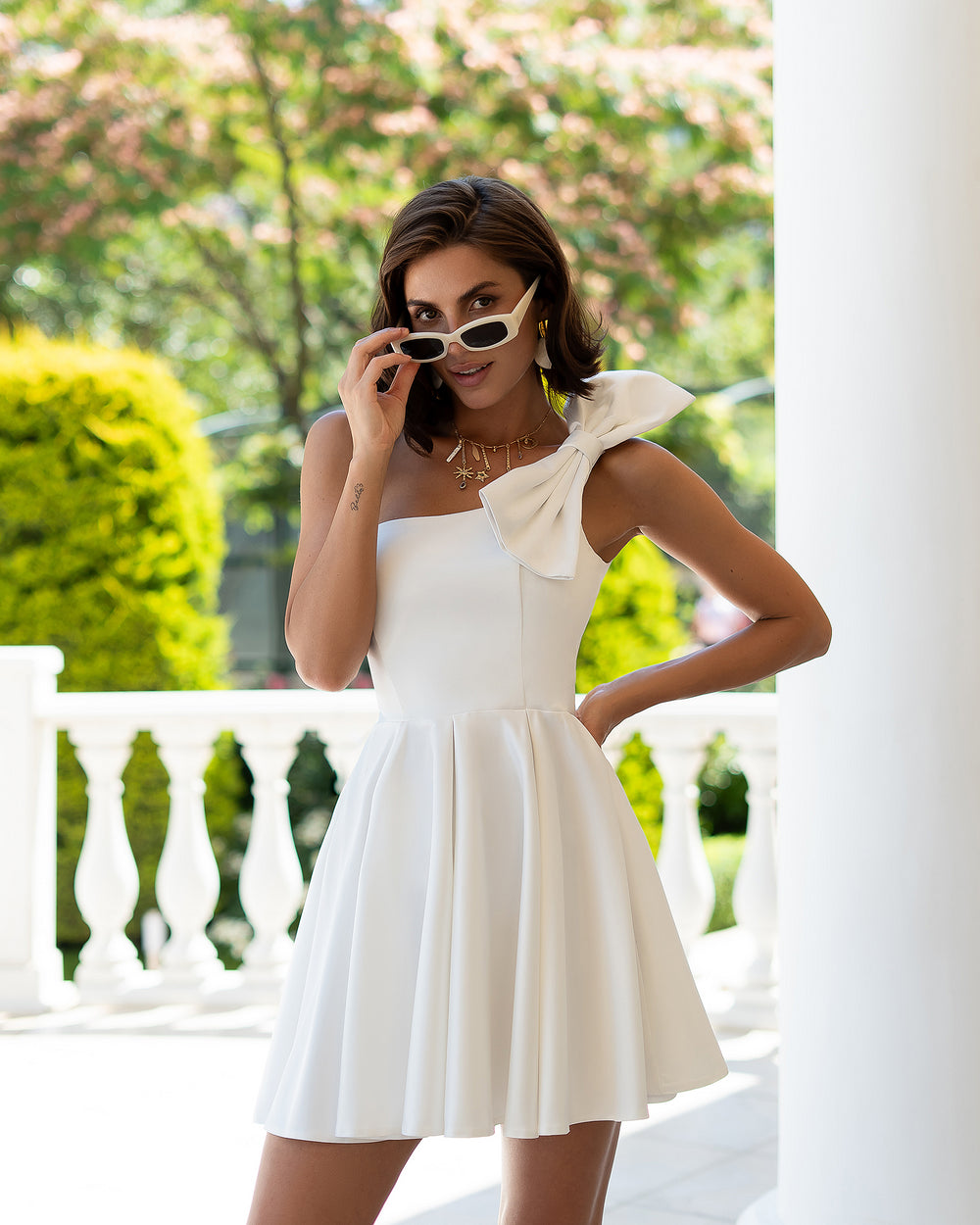 Colette Bridal Bow Mini Dress
