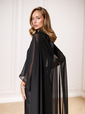 Black Lioréa Dress with cascading cape
