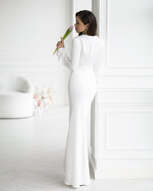 Meridelle Dress white, full-length front formal venue