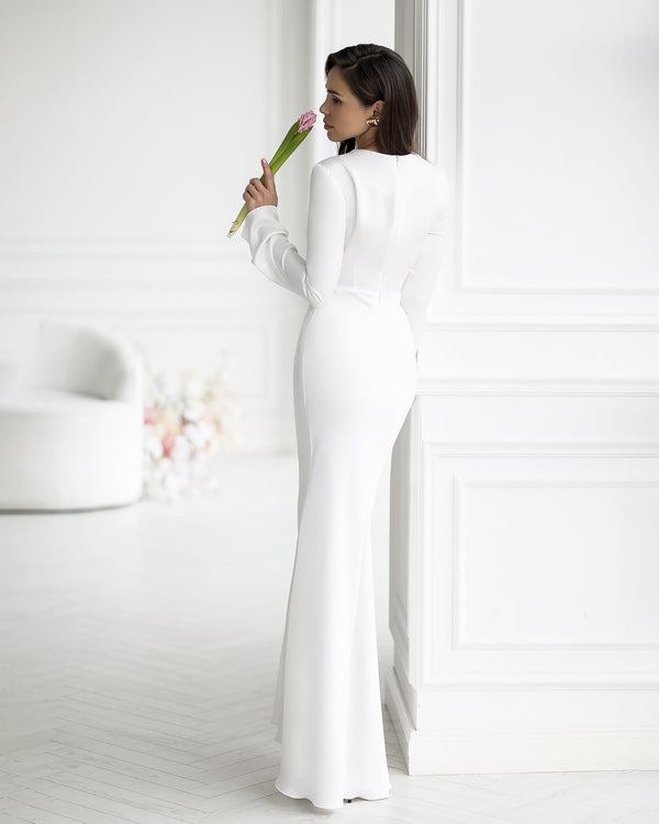Meridelle Dress white, full-length front formal venue