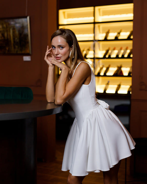 Corsage Bridal Mini Dress