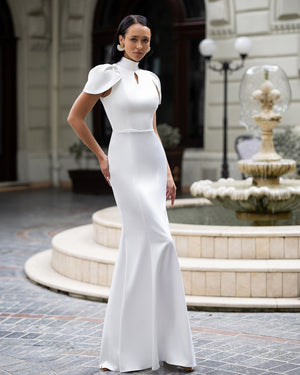 Sorielle Dress in white, keyhole detail