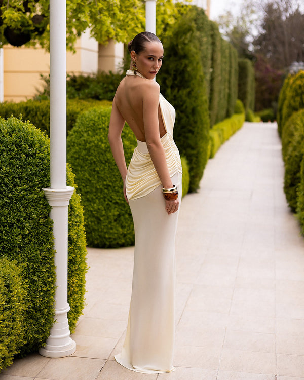 Cassiane Dress in sky blue, front angle complete