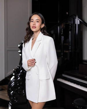 Viviana Blazer Dress white peak lapel jacket