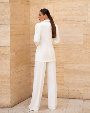 Carvella Suit in grey, back angle showing silhouette