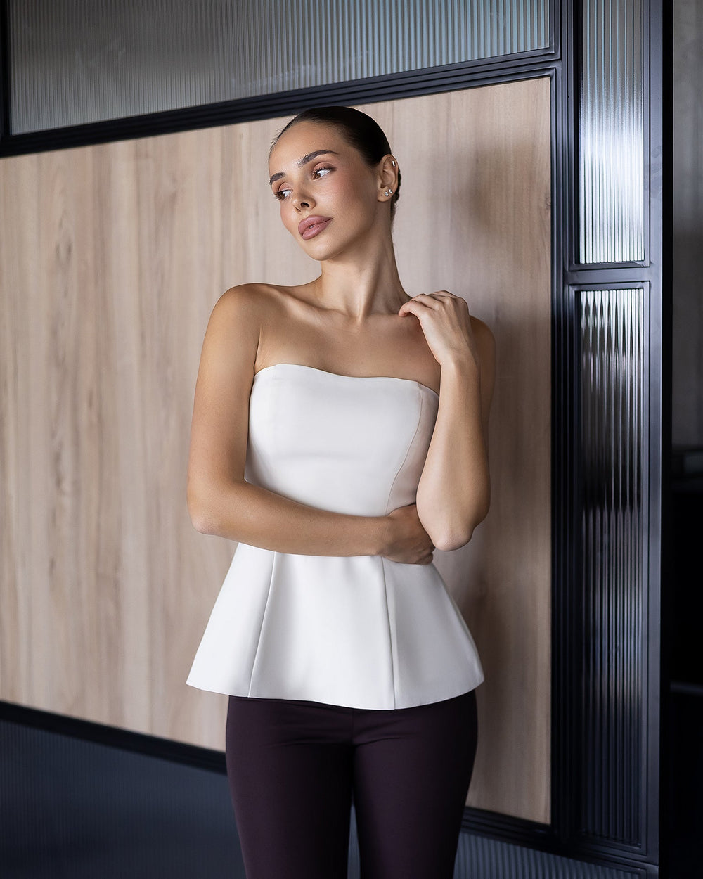 Black Lerida Top off-shoulder strapless