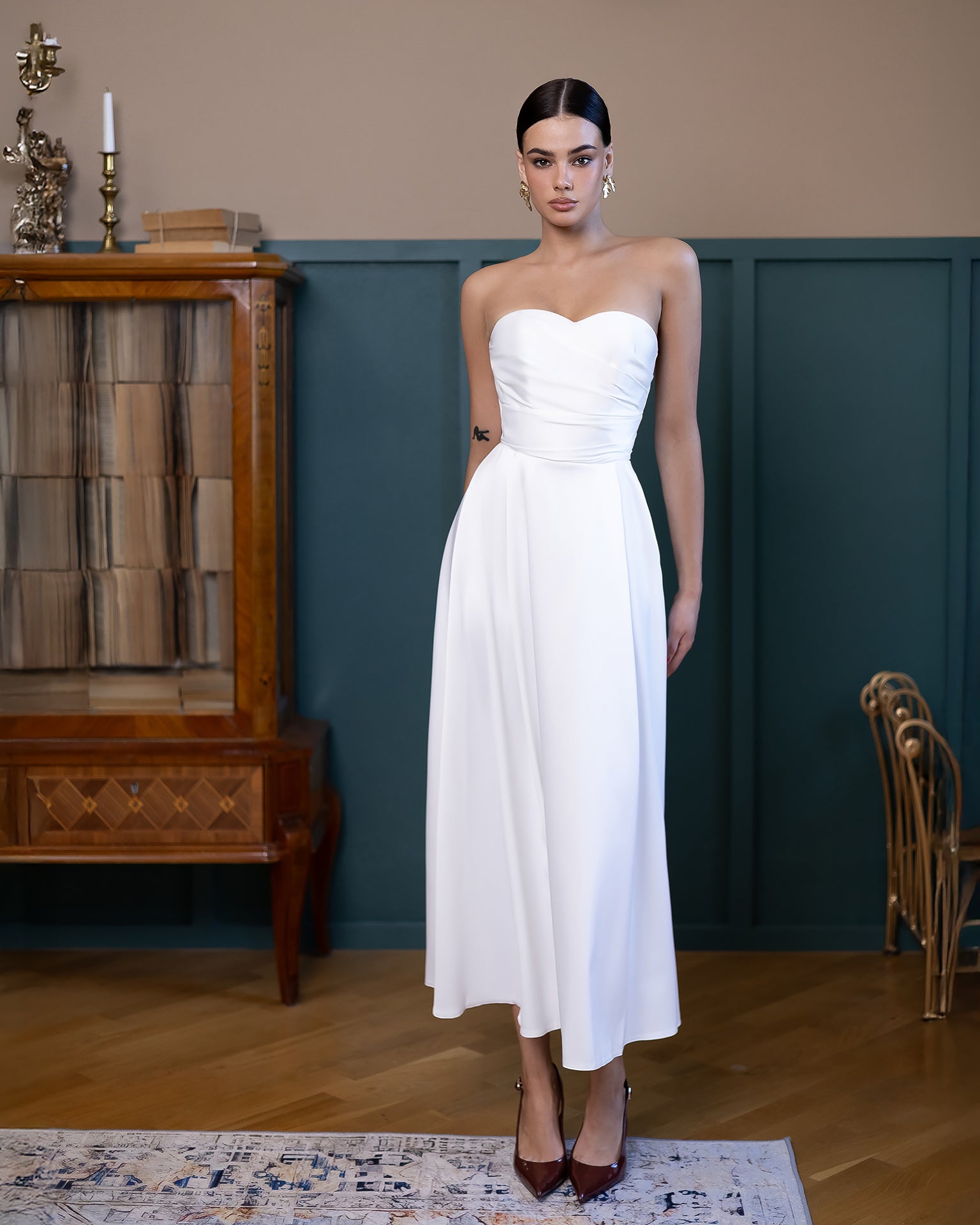Serena Bridal Strapless Midi Dress Serena Bridal Strapless Midi Dress