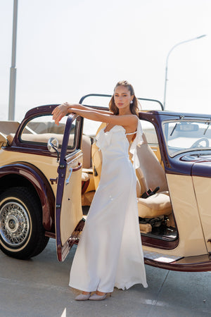 Evelin's Dress in gold, image 17 with open-back satin design