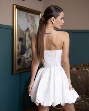 Lyra Corset Dress white, back view standing pose