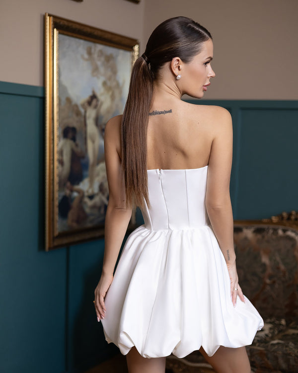 Lyra Corset Dress white, back view standing pose