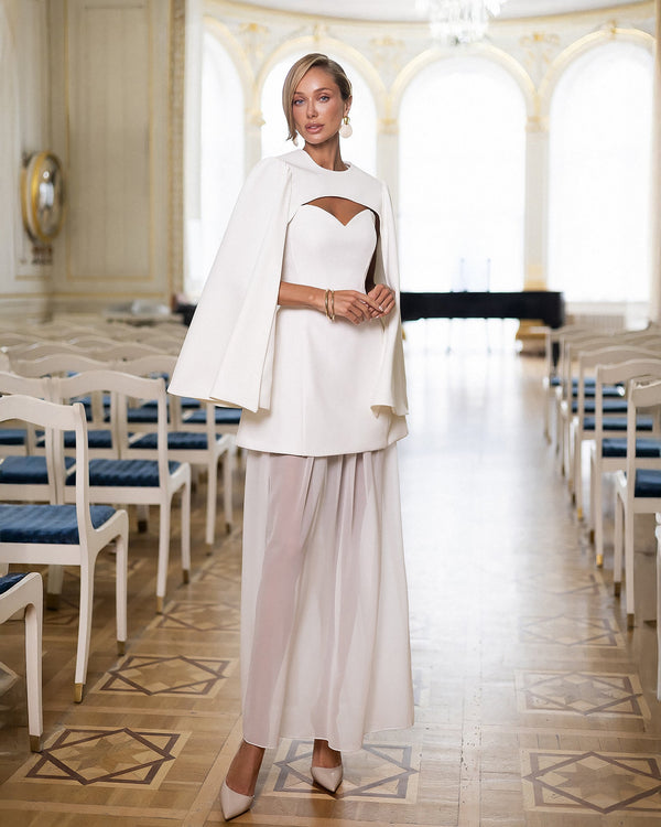Velanisse Dress white outdoor front pose