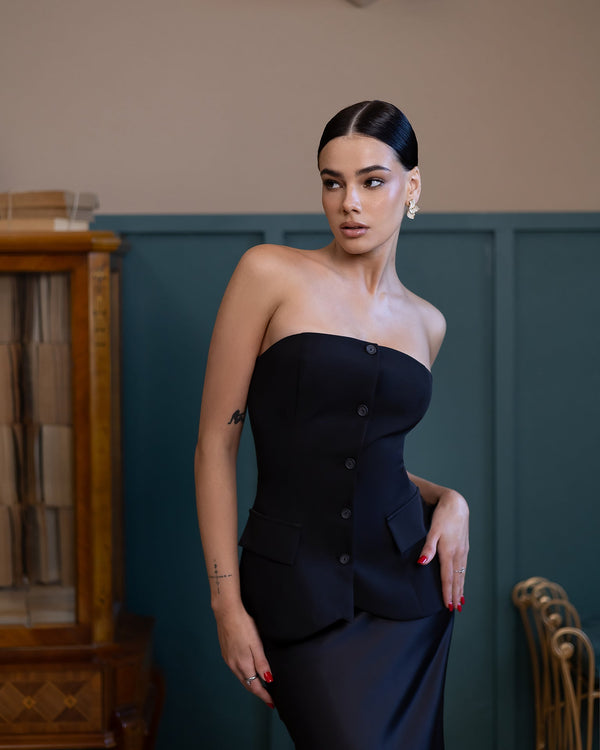 Evania Bustier Top in pink, image 8 showing strapless corset design