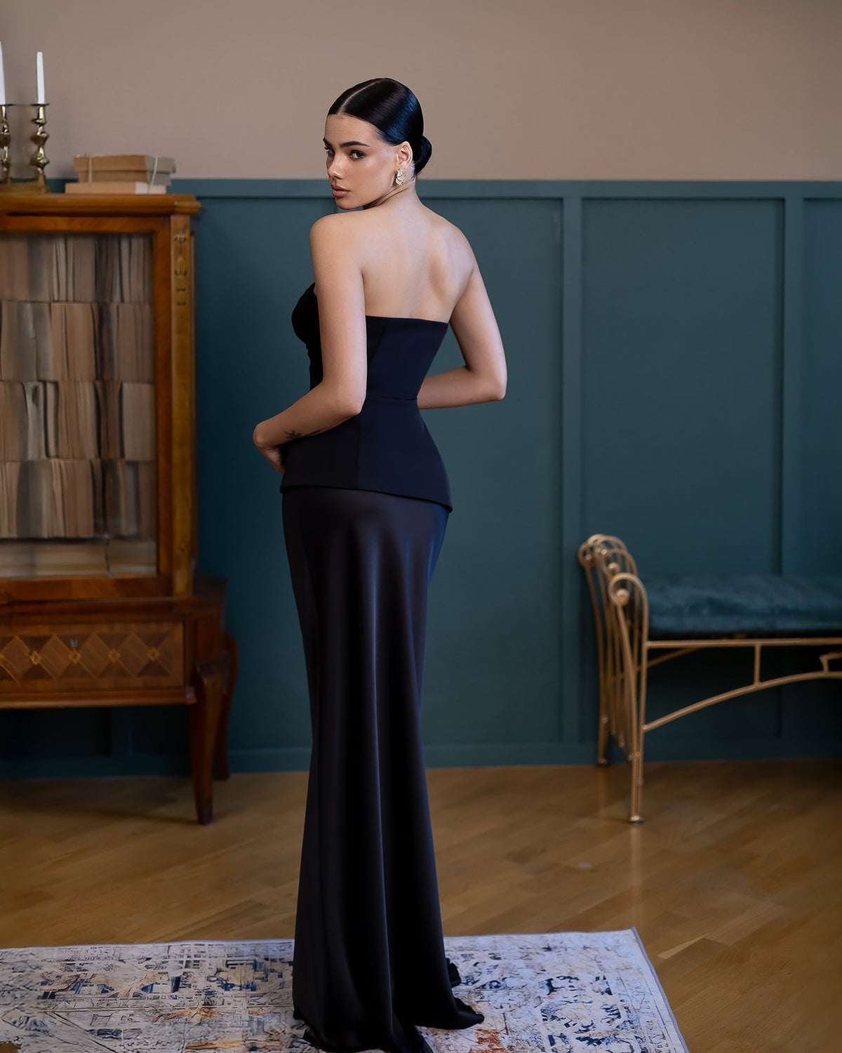 Maxirock Velora aus Satin, Schwarz, Foto 3