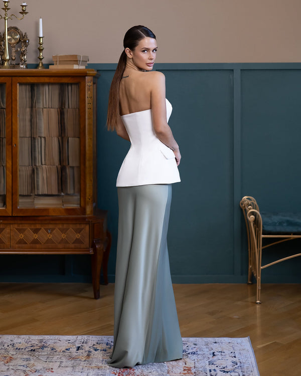Evania Bustier Top in white, image 7 showing strapless corset design