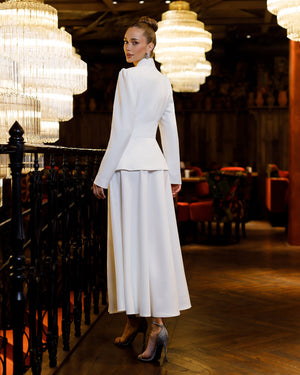 Anselia Suit in white, full-length front outdoor