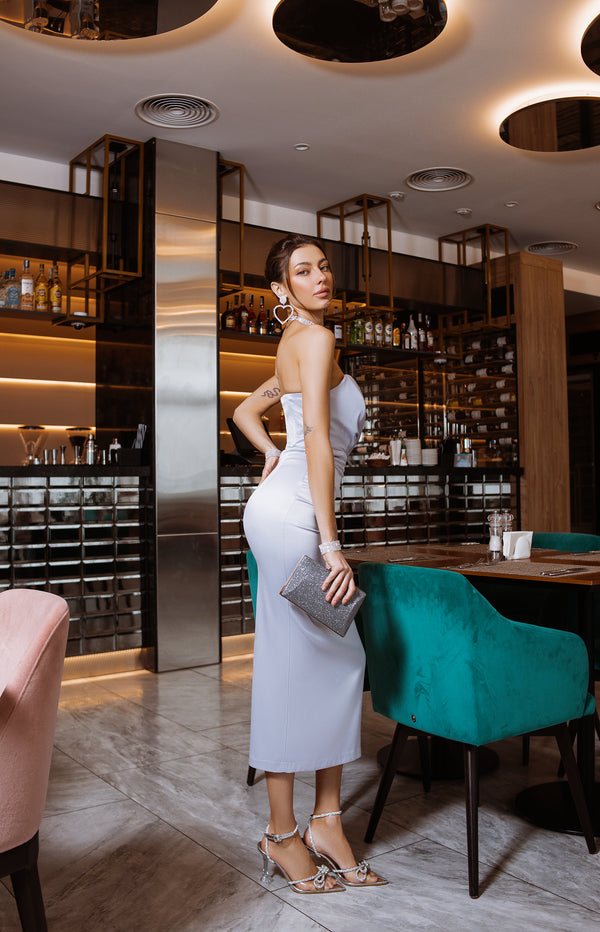 Avelisse Strapless Satin Midi Dress