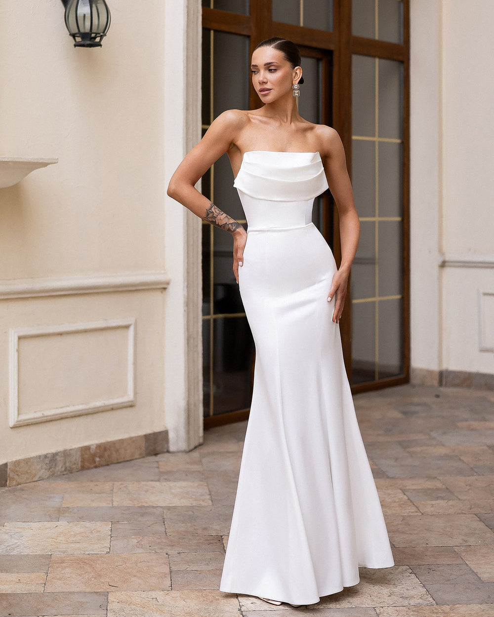 Seravia Dress in powder pink, back view silhouette