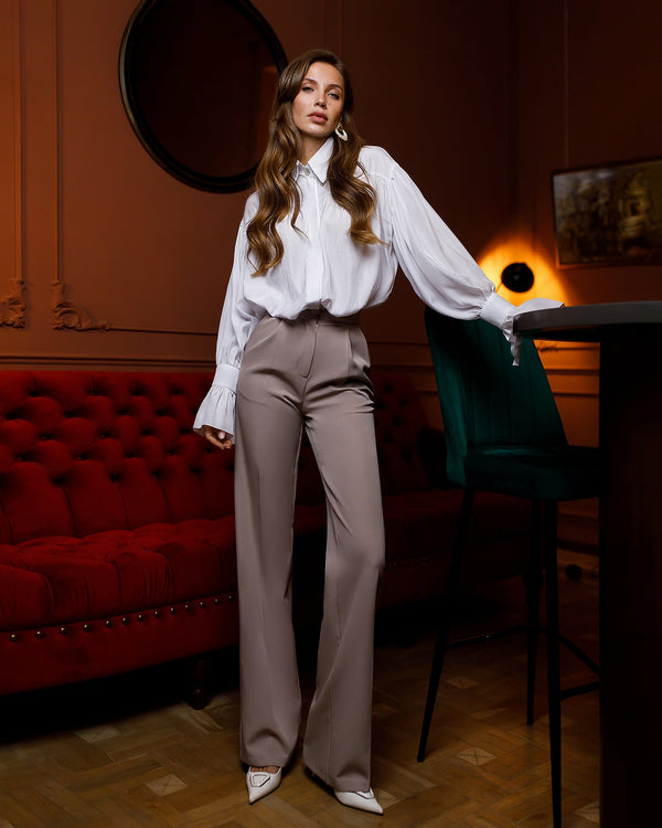 Tenzora Blouse white front detail gathered cuff