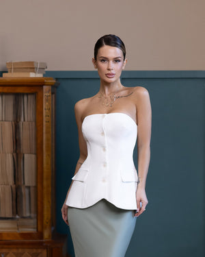 Evania Bustier Top in white, image 6 showing strapless corset design