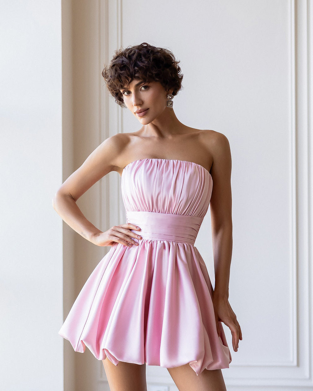 Lyra Corset Dress pink, full-length standing view