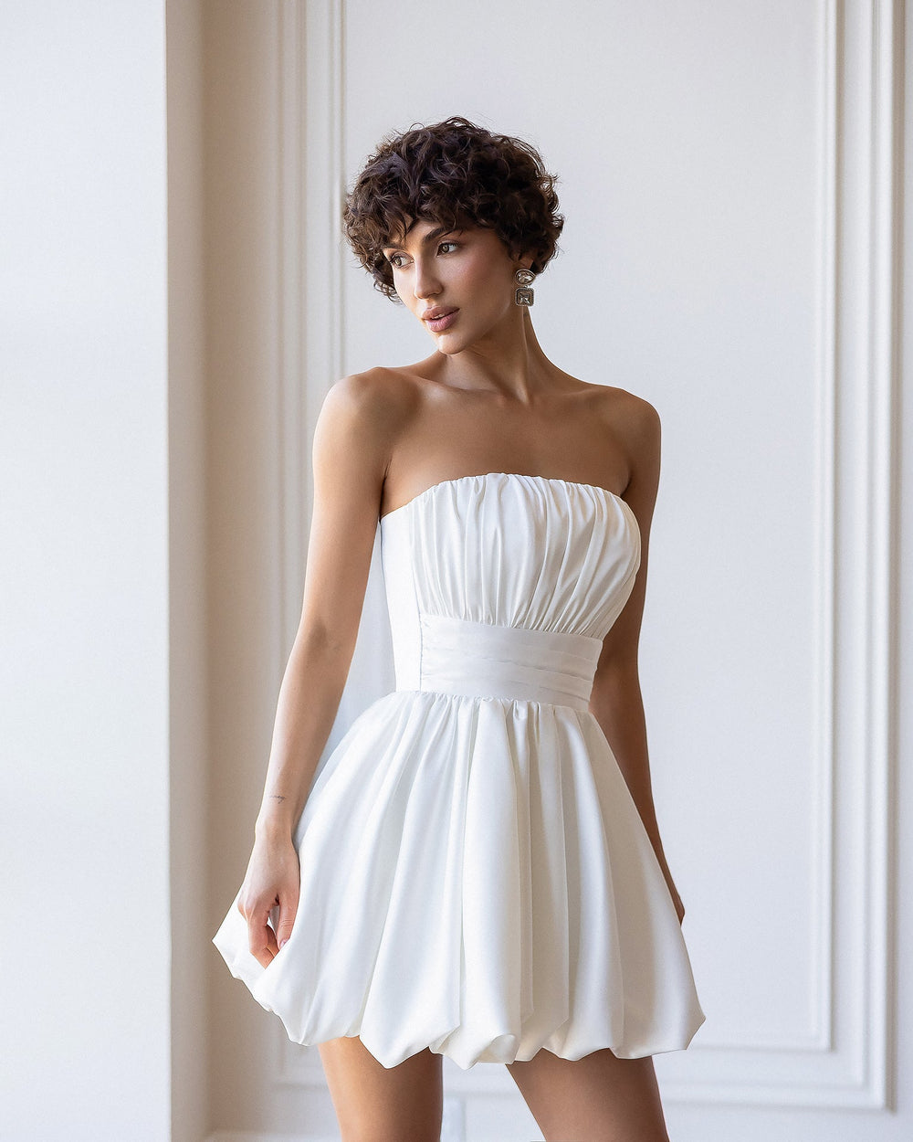 Lyra Corset Dress white, back view standing full