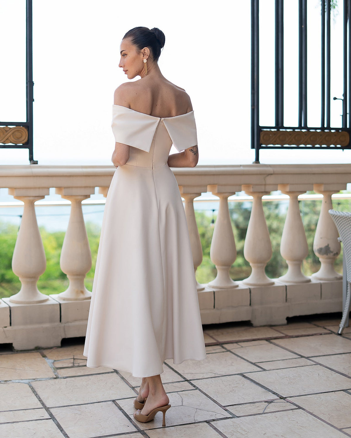 Midi-Brautkleid Amour mit Wickelausschnitt, Cream-ivory, Foto 3