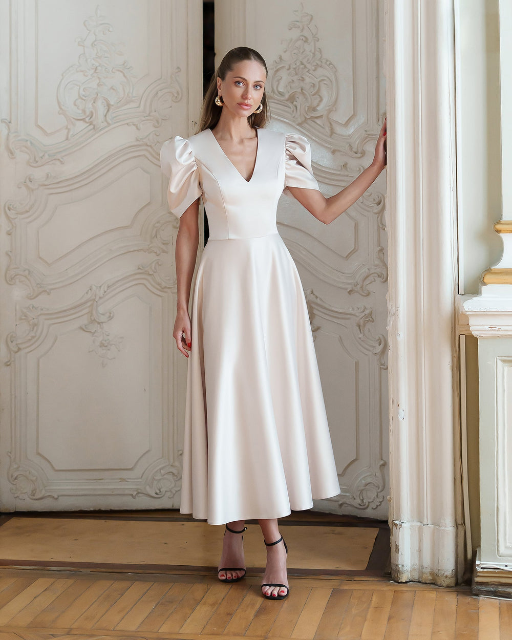 Arabella Dress in white, back view showing fit