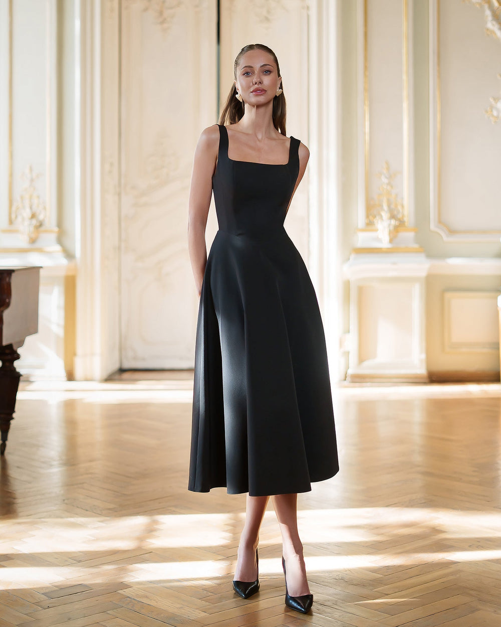 Armani Dress in white, front view showing elegance
