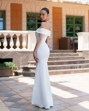 Bianca Dress in white, front three-quarter view of complete silhouette