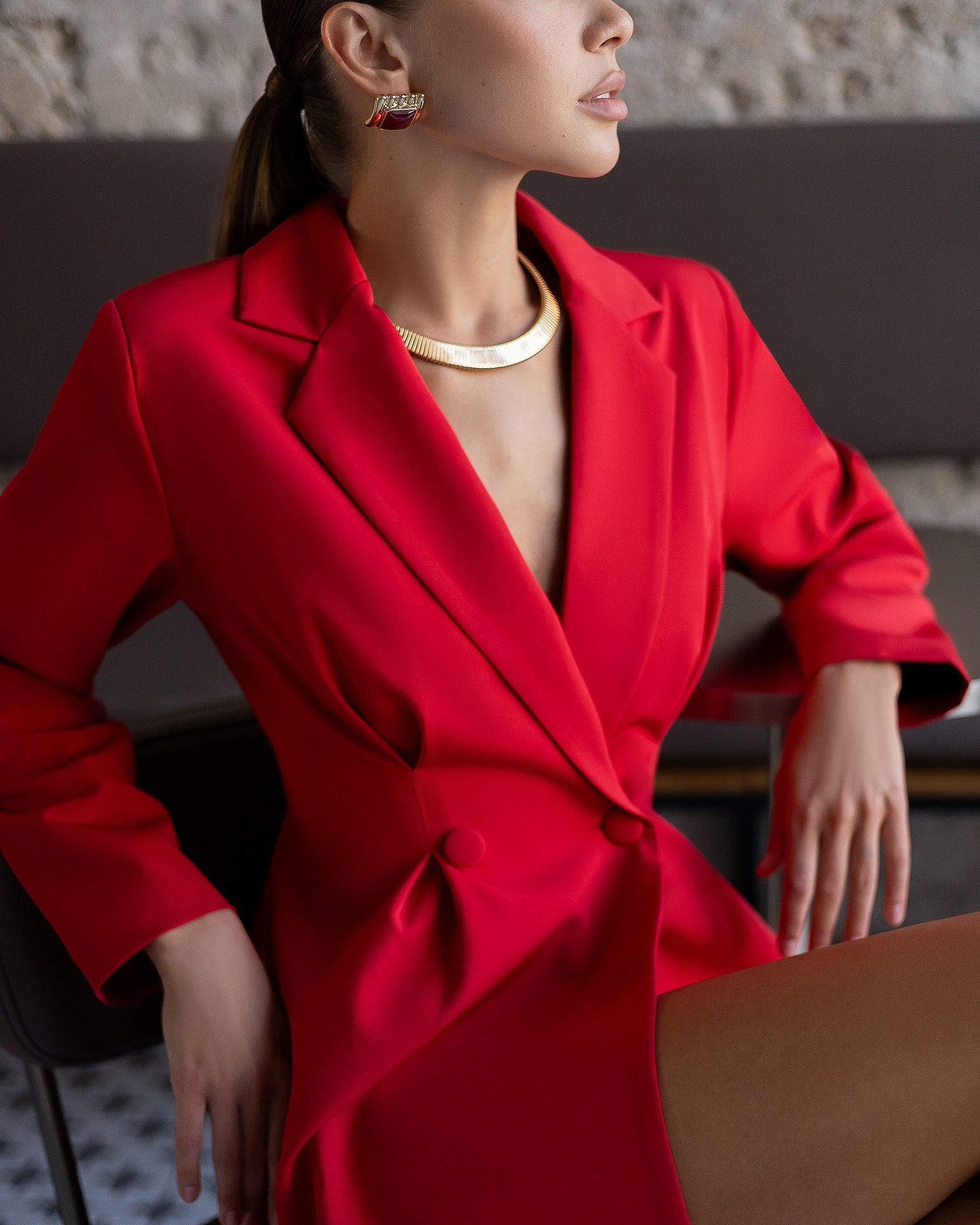 red silk blazer dress Red Silk Jacquard Blazer Dress