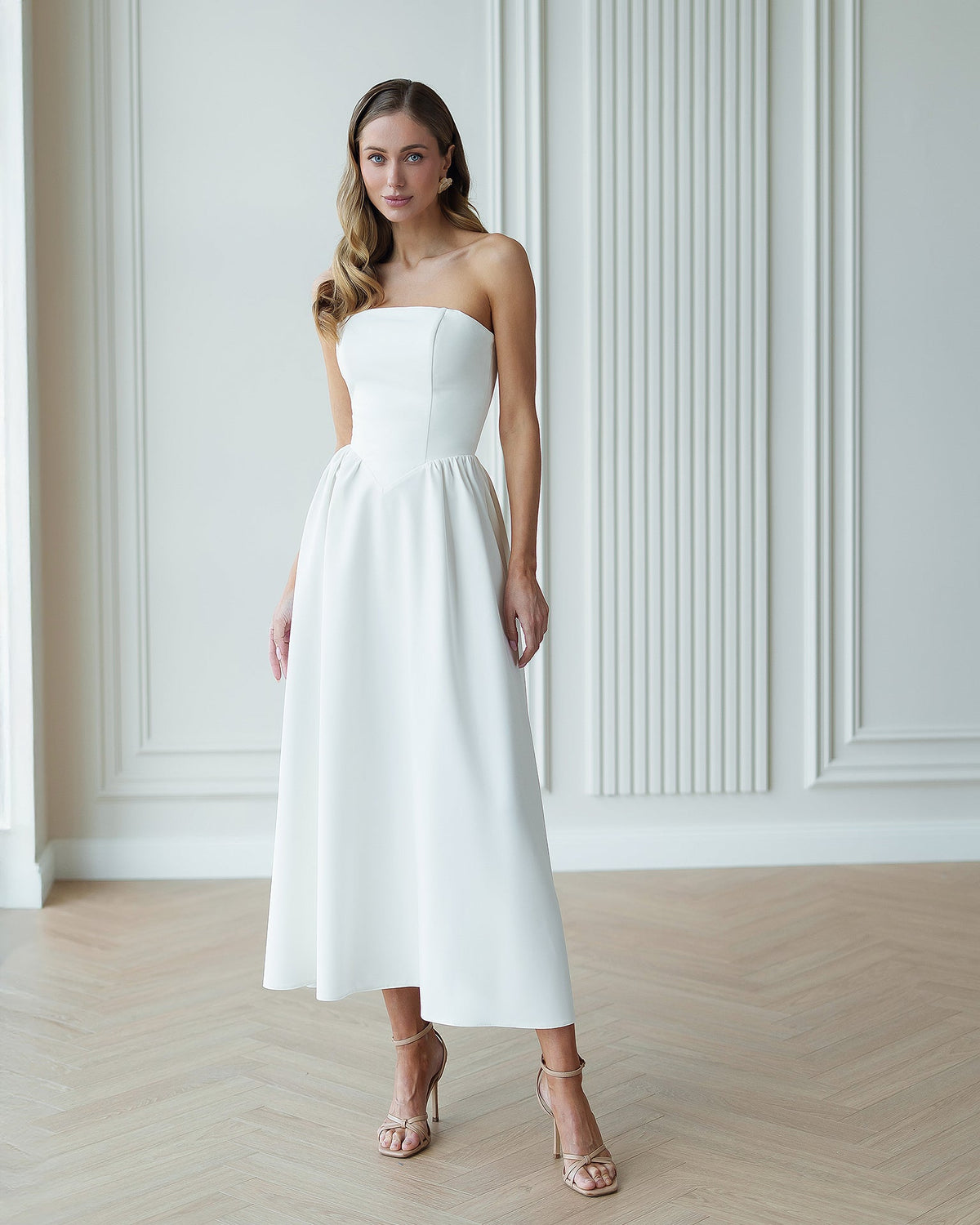 midi dress wedding Lucia Bridal meta-label-Online Exclusive Crafted from premium suit Orange Halter Chiffon A-Line Color:Sailor's Delight