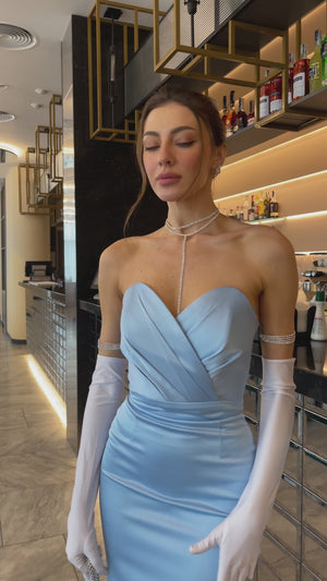 Avelisse Strapless Satin Midi Dress