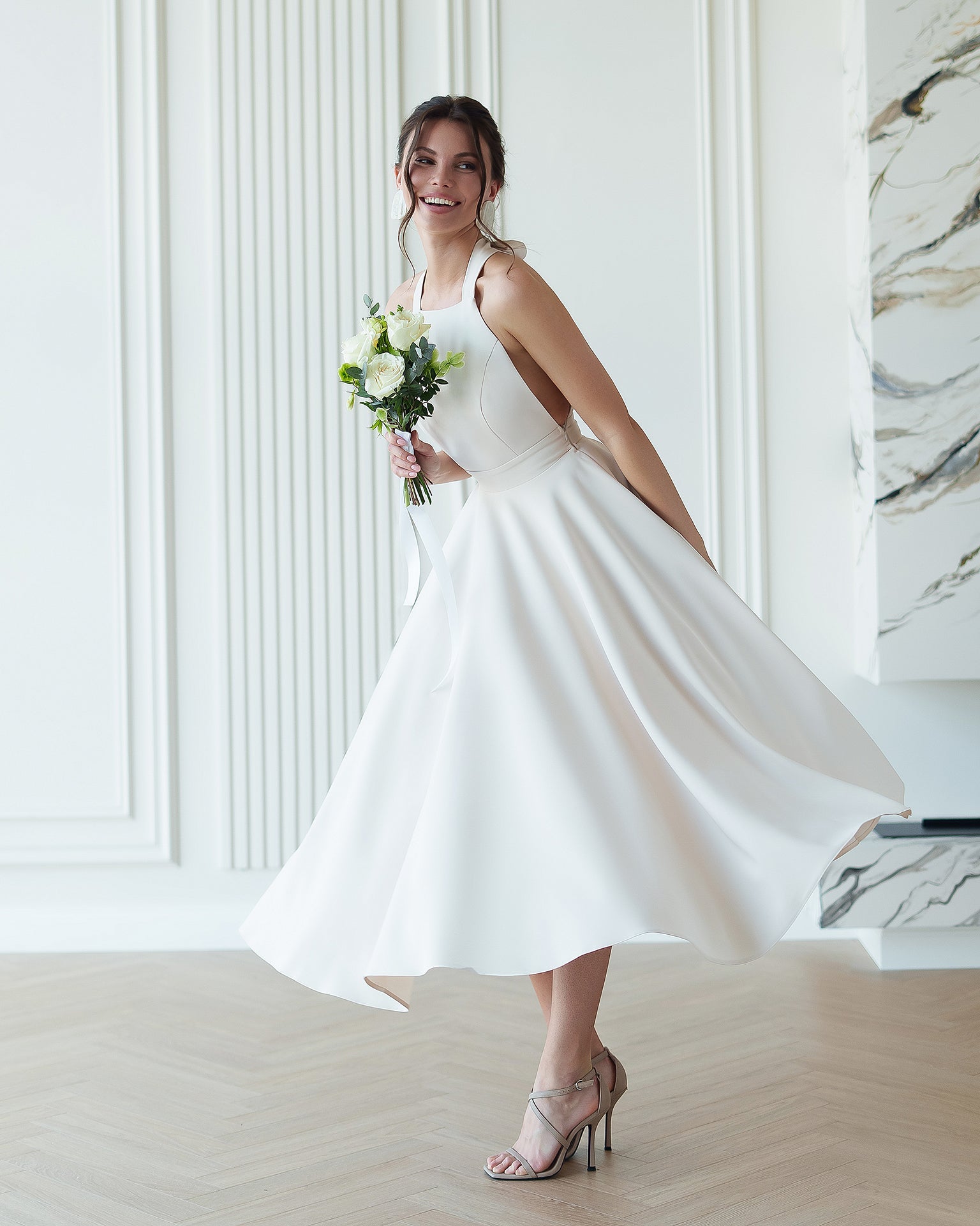 Santi Bridal Dress – Modern Midi Wedding Gown