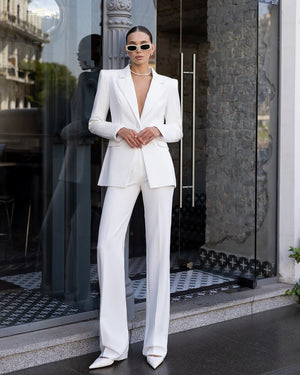 Thalia Suit white front formal posed view