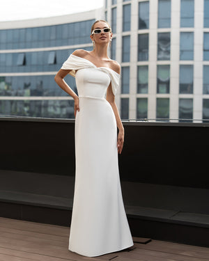 Vivienne Gown white off-shoulder complete view