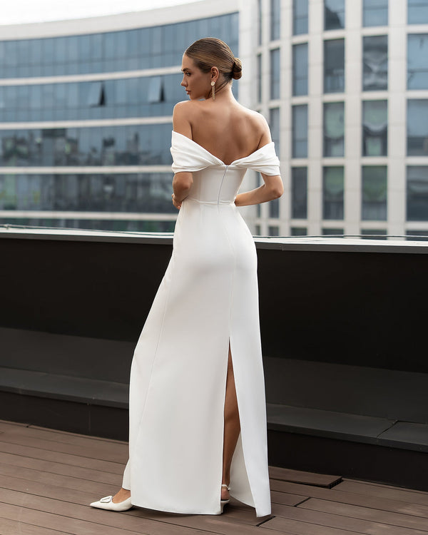 Vivienne Gown red off-shoulder floor-length gown